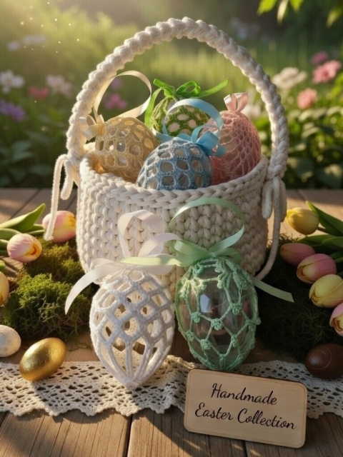 Pisanki Wielkanocne kolorowe na szydełku